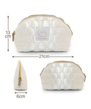 Mother garden しろたん キルティング ラウンド ポーチ 白~オフホワイト