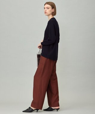 ICB 【人気のため新色追加・接触冷感・洗える】 ワッシャーツイル ワイドストレートパンツ マホガニー系