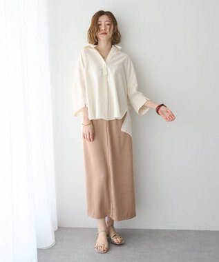 YECCA VECCA シャイニーツイルナロースカート Beige