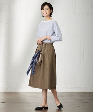 J.PRESS LADIES ニットパーツジャージー ボーダー カットソー ホワイト系1