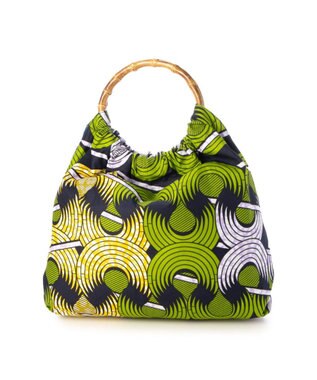 UNBILLION カシュカシュ cachecache / アフリカンプリントバンブーハンドルトート カーキ