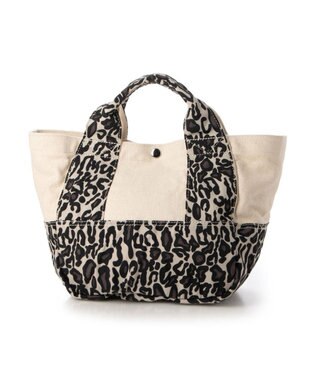 UNBILLION cachecache 製品洗いキャンバス×ナイロントートS レオパードアイボリー