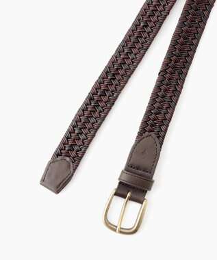 JOSEPH ABBOUD 【イタリア素材・ストレッチ・日本製】バイカラーストレッチレザー ベルト ダークブラウン系