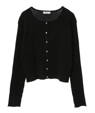 earth music&ecology シルバープチ釦リブニットカーディガン Black