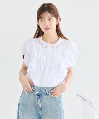 earth music&ecology ラッフルブラウス Off White
