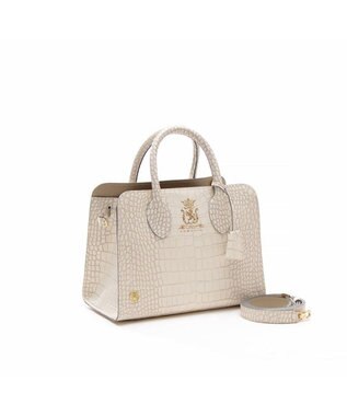 A.D.M.J. 【牛革】クロコ型押しサイドバックルトート25cm(ショルダーストラップ付)