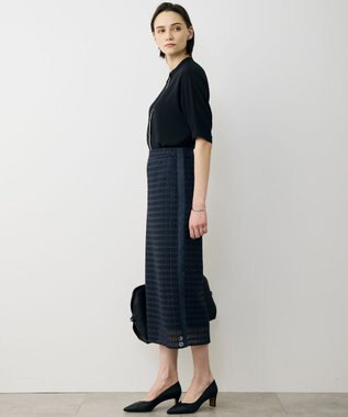 ICB L 【先行予約・WEB限定カラーあり】BackSatinAmunzen 5分袖バンドカラーブラウス ブラック