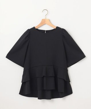 組曲 S ご好評につき追加生産【WEB限定】ジョーゼットジャージーティアード ブラウス ブラック系
