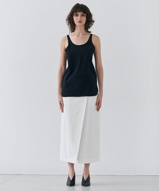 BEIGE， 【洗える】BROIS / コットンシャツテールタンクトップ Black