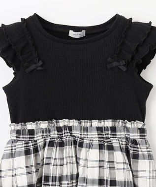 ANY KIDS ドッキング チェック柄 ワンピース モノトーン系