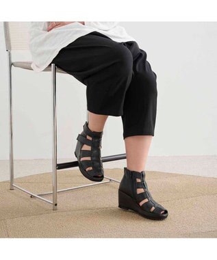 MODE ET JACOMO <D'ICI>グラディエーターウエッジブーツサンダル ブラック