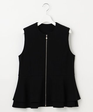 Feroux 【洗える】ペプラム ダンボールジレ ブラック系