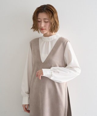 YECCA VECCA 【2点SET】ブラウスセットプリーツMIXジャンスカ Mocha