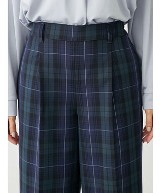Green Parks きれいシルエットチェックワイドパンツ Check Navy