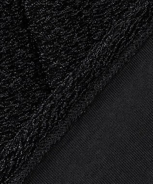 ICB L 【洗える】シャイニーラメジャガード カットソー ブラック系