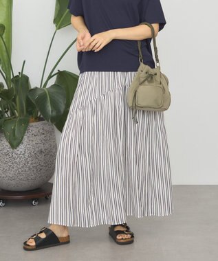 AMERICAN HOLIC 楊柳ギャザーボリュームフレアスカート Stripe