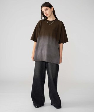 WEGO 【ユニセックス着用ITEM/MLサイズ展開】グラデーションワンポイントT（SS） ブラウンその他