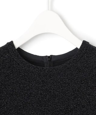 ICB L 【洗える】シャイニーラメジャガード カットソー ブラック系