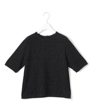 ICB L 【洗える】シャイニーラメジャガード カットソー ブラック系