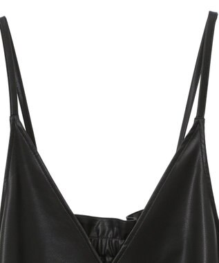 Green Parks フェイクレザーキャミベスト Black