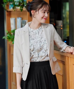 Tiaclasse 【吸水速乾・接触冷感・UVケア・防シワ・洗える】カチオンテーラードジャケット グレージュ