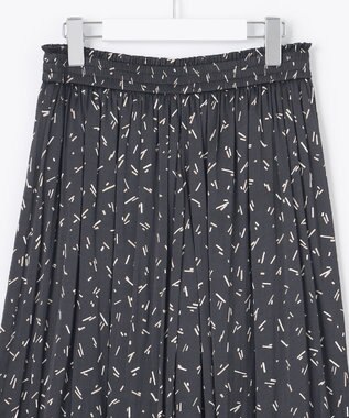 自由区 L 【ウエストゴム・長さ調整可・洗える】ビンテージサテンプリント柄 ガウチョパンツ ブラック系5