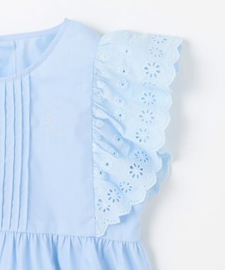 組曲 KIDS 【110-140㎝】レースペプラム ブラウス サックスブルー