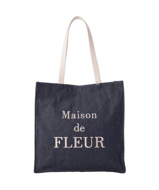 Maison de FLEUR デニムブランドロゴスクエアトートバッグ Indigo