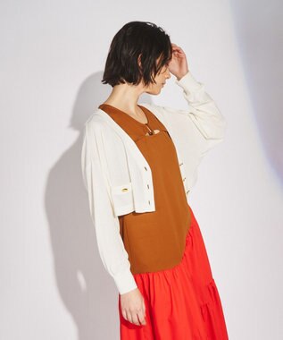 GRACE CONTINENTAL ショートルーズニットカーディガン ホワイト