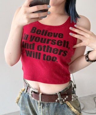 WEGO 【カップ付きインナー】グラフィックカップ付きリブタンク 柄7