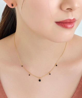 Phoebe <オンワード限定セット>カラージェムステーションワンポイントネックレス×2ラインテクスチャーワイドカフバングル ゴールド