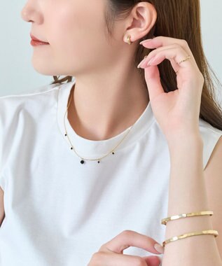 Phoebe <オンワード限定セット>カラージェムステーションワンポイントネックレス×2ラインテクスチャーワイドカフバングル ゴールド