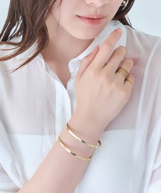 Phoebe <オンワード限定セット>カラージェムステーションワンポイントネックレス×2ラインテクスチャーワイドカフバングル ゴールド