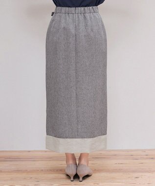 Tiaclasse 【洗える】メランジヘリンボーンツイードスカート ライトグレー