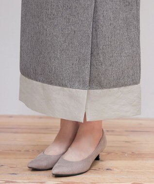 Tiaclasse 【洗える】メランジヘリンボーンツイードスカート ライトグレー