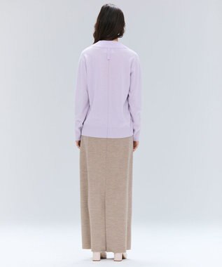 BEIGE， 【洗える】POMPE / ウールカシミヤ配色ラインVネックニット Lilac×Taupe