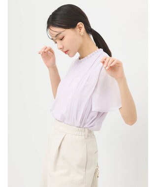 earth music&ecology マジョリカプリーツ半袖ブラウス Pink