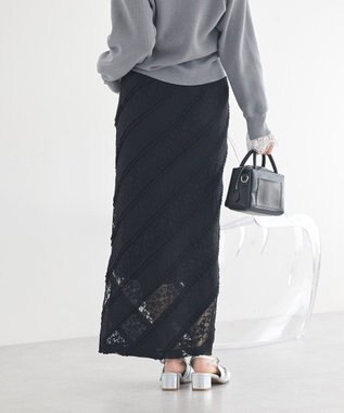 earth music&ecology 総レースナロースカート Black