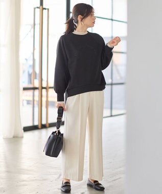 ANY L ロゴ刺繍ダンボールトレーナー ブラック