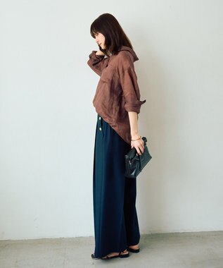 YECCA VECCA 3wayシアーリネンシャツ Brown