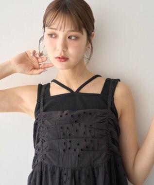 earth music&ecology レイヤードカットタンクトップ Black