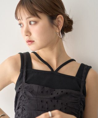 earth music&ecology レイヤードカットタンクトップ Black