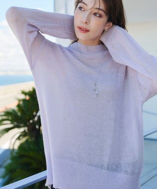 Tiaclasse 【洗える】シアープルオーバーニット ラベンダー