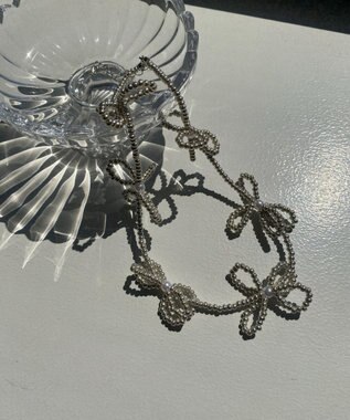 WEGO Lフラワービーズネックレス シルバー