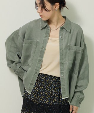 Green Parks 裾フリンジウ゛ィンテージ風シャツ