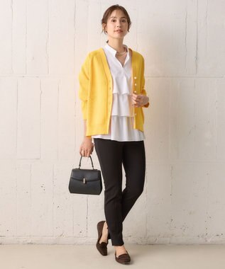 組曲 【洗える・軽量】スポンディッシュニット カーディガン イエロー系