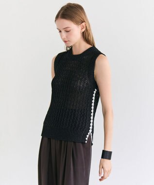 BEIGE， ATACAM / テープヤーン ノースリーブニット Black