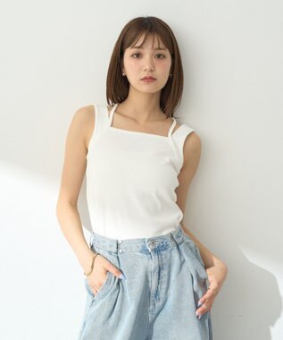 earth music&ecology レイヤードカットタンクトップ Off White