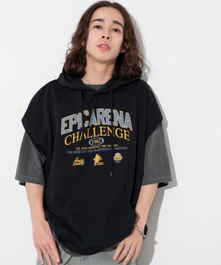 WEGO 【ユニセックス着用ITEM/手洗い可】ロゴノースリーブパーカー ブラック