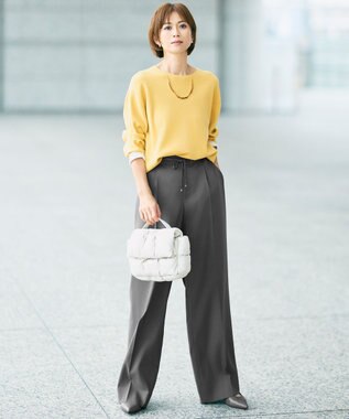 自由区 L 【カタログ掲載】レーヨンストレッチベーシックシルエット ニット イエロー